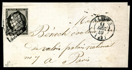 O N°3c, 20c Gris-noir Sur Lettre Du 11 Dec 49, TB (signé Brun/certificats)  Qualité: O  Cote: 825 Euros - 1849-1876: Période Classique