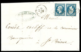 O N°22b, 20c Bleu En Paire Tête-bêche Sur Lettre Double Port De Paimpol Le 18 Mars 1868 Pour St Brieux. SUP (signé/certi - 1849-1876: Période Classique