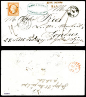 O N°23, 40c Orange Sur Lettre De Paris Pour Londres, Affr Insuff, MORE TO PAY En Noir + Taxe 1 Shilling à L'arrivée. Au  - 1849-1876: Classic Period