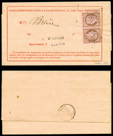 O N°58c, 10c Brun Sur Rose En Paire Tête-bêche Obl GC 3557 Sur Avis De Chargement. SUPERBE. R.R. (signée Scheller/certif - 1849-1876: Classic Period