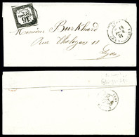 O N°4, 15c Noir Lithographié Type II Sur Lettre Locale De Lyon Du 18 Fevrier 1871. R.R. TB (certificat)  Qualité: O  Cot - 1849-1876: Période Classique