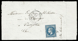O L'ARMAND BARBES (probable), 20c Lauré Obl étoile +Càd De Paris Le 5 Oct 1870 à Destination De Vierzon. TB (certificat) - Guerre De 1870