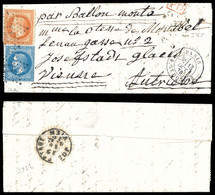 O LE JEAN BART N°1', 40c +20c Lauré Sur Lettre Au Départ De Paris Le 13 Oct 70 à Destination De VIENNE (Autriche), Arriv - Guerre De 1870
