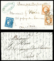 O 20c Bordeaux T II Et 40c Lauré X 2 Ex Obl GC 532 Càd BORDEAUX Le 6 Janvier 1871 Sur Lettre Manuscrite Datée De BRUXELL - Guerre De 1870