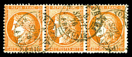 O N°38, 40c Orange Obl Càd De Yokohama Du 5 Sept 76 En Bande De 3. SUP (certificat)  Qualité: O - 1849-1876: Période Classique
