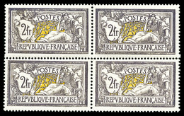 ** N°122, Merson, 2F Violet Foncé Et Jaune En Bloc De Quatre, Très Bon Centrage, R.R.R. SUPERBE (certificat)  Qualité: * - 1900-02 Mouchon