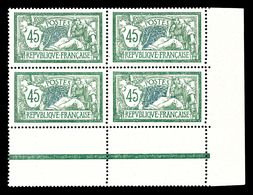 ** N°143, Merson, 45c Vert Et Bleu En Bloc De Quatre, Très Bon Centrage, SUP  Qualité: **  Cote: 840 Euros - 1900-02 Mouchon