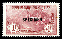 (*) N°154, Orphelins, 1F +1F Carmin Surchargé 'SPECIMEN', R.R.R (signé Calves/Scheller/certificat)  Qualité: (*) - 1900-02 Mouchon