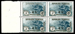 ** N°169, Orphelins, +1F Sur 5F +5F Noir Et Bleu-gris, Bloc De Quatre Bord De Feuille Latéral, Très Bon Centrage (certif - 1900-02 Mouchon