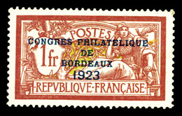 * N°182, Congrès De Bordeaux De 1923, Quasi **, Très Bon Centrage (signé Calves/certificat)  Qualité: *  Cote: 862 Euros - 1900-02 Mouchon