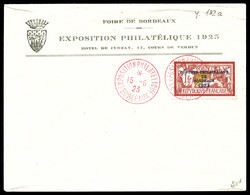 O N°182, Congrès De Bordeaux 1923, Càd Rouge De L'exposition Du 15 Juin 1923 Sur Lettre, TTB (certificat)  Qualité: O  C - 1900-02 Mouchon