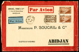 O N°262, Pont Du Gard, IIA Et IIB En Paire Verticale Sur Lettre à Destination D'Abidjan ( D'Ivoire), TTB (certificat)  Q - 1900-02 Mouchon