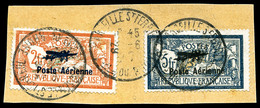 O N°1/2, Paire Merson Surchargé Obl Càd Marseille Sur Fragment, TB (certificat)  Qualité: O  Cote: 500 Euros - 1927-1959 Neufs