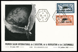 O N°1/2, Paire Avion Survolant Marseille (dont N°2a: Hauban De Droite Brisé) Sur Enveloppe Illustrée De L'exposition, TT - 1927-1959 Neufs