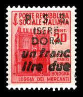 ** N°2, MAQUIS ISERE-DORA: 20c Rouge (timbre Italien N°33), SUP. R.R. (certificat)  Qualité: **  Cote: 1440 Euros - Libération