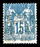 (*) N°17, 15c Bleu Surchargé Horizontalement 5 Lignes Du 10 Septembre 1893, SUP. R.R. (signé Brun/certificats)  Qualité: - 1893-1947