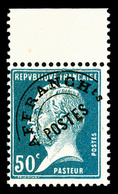 ** N°68, Pasteur, 50c Bleu Surchargé Haut De Feuille, TB  Qualité: **  Cote: 285 Euros - 1893-1947
