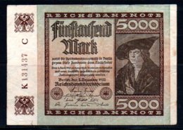 617-Allemagne Billet De 5000 Mark 1922 K131C - 5.000 Mark