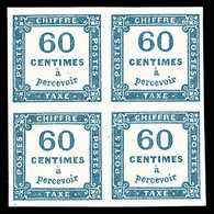 ** N°9, 60c Bleu En Bloc De Quatre, Fraîcheur Postale, SUP (certificat)  Qualité: ** - 1859-1959 Oblitérés