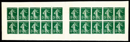 ** N°137g, 5c Vert: Bloc De 20 Timbres NON DENTELES Pour Carnet, TRES JOLIE PIECE, RARE (certificat)  Qualité: **  Cote: - Ongebruikt