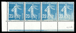 ** N°140, 25c Bleu, Impression Defectueuse Progressive Sur Bande De 4 Cdf. TTB  Qualité: ** - Ongebruikt