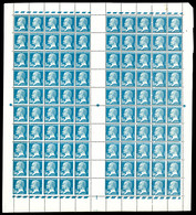 ** N°181a, Pasteur, 1F50 Bleu: Faux De Marseille En Feuille Complète De 100 Exemplaires. SUP. RARE (certificat)  Qualité - Neufs