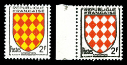 ** N°1003a, 2f Angoûmois, Couleur Jaune Absente, Bdf. TB  Qualité: ** - Neufs