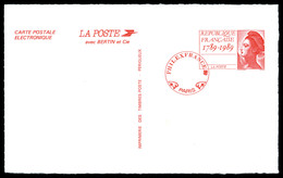 (*) N°2496A-CP, Carte Postale électronique Philexfrance 89 Liberté, Sans Valeur Faciale, En Rouge. SUP. R. (certificat)  - Non Classés