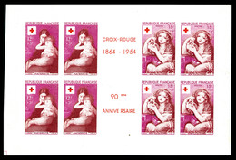 * N°1006/07, Paire Croix Rouge De 1954 En Bloc De 8 Avec Inscriptions '90ème Anniversaire'. SUP. R. (certificat)  Qualit - Autres & Non Classés