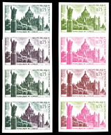 ** N°1268, 15c Basilique De Lisieux, 2 Bandes De 4 Ex Sont 2 Multicolores. TB  Qualité: **  Cote: 330 Euros - Autres & Non Classés