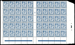 ** N°127, 25c Bleu En Panneau De 50 Exemplaires Millésime '2'. SUP. R.R. (certificat)  Qualité: **  Cote: 25000 Euros - Feuilles Complètes