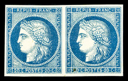 * N°12, 20c Bleu En Paire Horizontale, SUP (signé Brun/certificat)  Qualité: *  Cote: 1200 Euros - Aigle Impérial