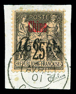 O N°22A, 16c Sur 25c Noir Sur Rose: SURCHARGE NOIRE, Sur Petit Fragment, SUPERBE Et RARE (signé Calves/certificat)   Qua - Neufs