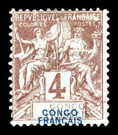 (*) N°14a, 4c, Legende 'CONGO FRANCAIS' En Double. TTB (signé Brun)  Qualité: (*)  Cote: 280 Euros - Neufs