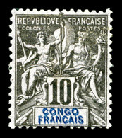 * N°16a, 10c, Légende 'CONGO FRANCAIS' En Double. SUP (signé Brun/certificat)  Qualité: *  Cote: 1100 Euros - Neufs