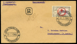 O N°230V, 'FRANCE TOUJOURS' : 3r Gris Et Violet Sur Lettre Locale De Pondichery Le 30 Dec 1941. SUP (certificat)  Qualit - Neufs