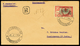 O N°230W, 'FRANCE TOUJOURS' : 5r Rouge Et Noir Sur Verdâtre Sur Lettre Locale De Pondichery Le 5 Dec 1941. SUP (certific - Neufs