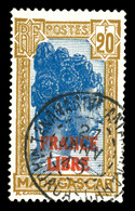 O N°255A, 20F Bistre Et Bleu Surchargé 'FRANCE LIBRE'. TTB (signé Calves/certificat)  Qualité: O  Cote: 1200 Euros - Oblitérés