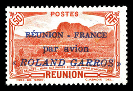 * N°1, 50c Rouge Surchargé 'REUNION-France Par Avion ROLAND GARROS', TTB (certificat)   Qualité: *  Cote: 360 Euros - Neufs