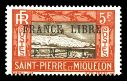 ** N°244, 5f Rouge Et Brun Surchargé 'FRANCE LIBRE'. SUP. R.R. (signé Brun/certificat)  Qualité: **  Cote: 660 Euros - Used Stamps