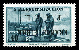 ** N°255A, 40c Bleu-gris, SURCHARGE F.N.F.L RENVERSEE, Fraîcheur Postale, RARE Et SUPERBE (signé Calves/Brun/certificat) - Used Stamps
