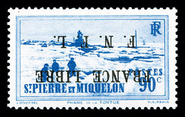 ** N°262A, 90c Outremer SURCHARGE F.N.F.L RENVERSEE, Fraîcheur Postale, RARE Et SUPERBE (signé Calves/Brun/certificat)   - Used Stamps