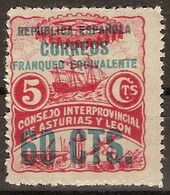 Asturias Y Leon 10 ** Barco. Habilitado 60 Cts. 1937 - Asturies & Leon