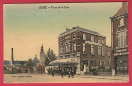 Leuze - Place De La Gare ... Hôtel De La Couronne Et Café Royal - 1911 ( Voir Verso ) - Leuze-en-Hainaut