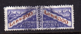 SAN MARINO 1965 - 1971 PACCHI POSTALI PENNE PARCEL POST PENS WATERMARK LIRE 300 USATO USED OBLITERE' - Spoorwegzegels