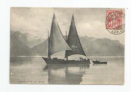 Suisse Genève Barque Sur Le Lac Léman Cachet 1907 - Genève