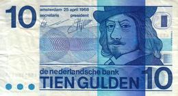 NETHERLANDS 10 GULDEN BLUE MAN  FRONT & MOTIF BACK 25-04-1968 P91a VF+ READ DESCRIPTION!! - 10 Gulden