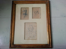 3 DESSINS SIGNEE HENRI MONNIER 1805 1877 DANS SON CADRE EN BOIS - Dibujos