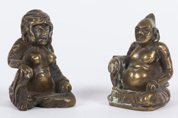 COUPLE «DE L'ENFER». 2 Petites Statuettes Asiatiques ér - Altri & Non Classificati