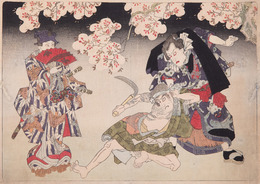 [JAPON] ÉCOLE UTAGAWA KUNIYASU - Scène De Kabuki. Trois - Non Classificati